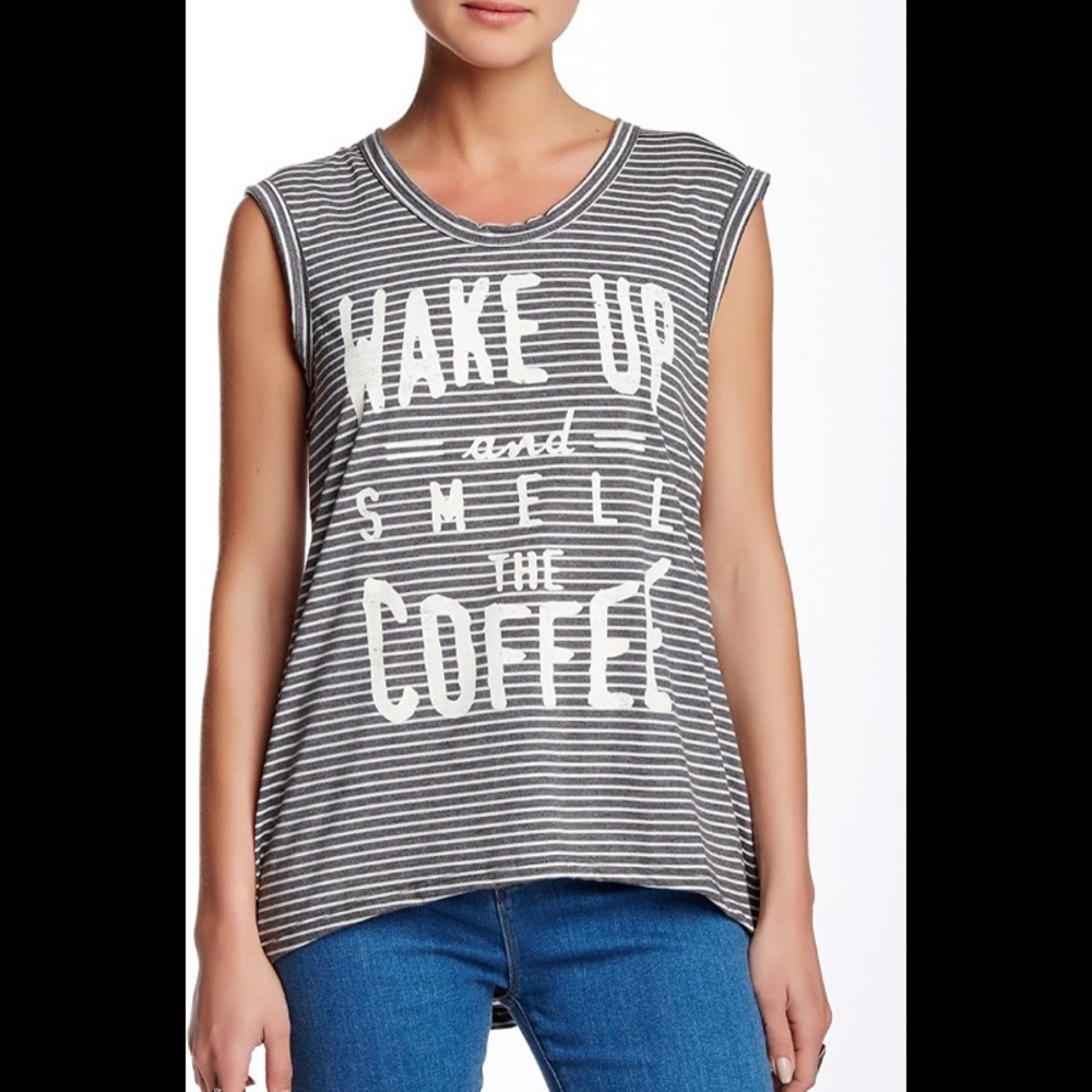 Yuni Los Angeles Stripe Sleeveless Graphic Top